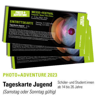 Ticket Abbildung für Eintrittskarte für die Photo+Adventure 2023 | Tageskarte für Schüler:innen und Student:innen