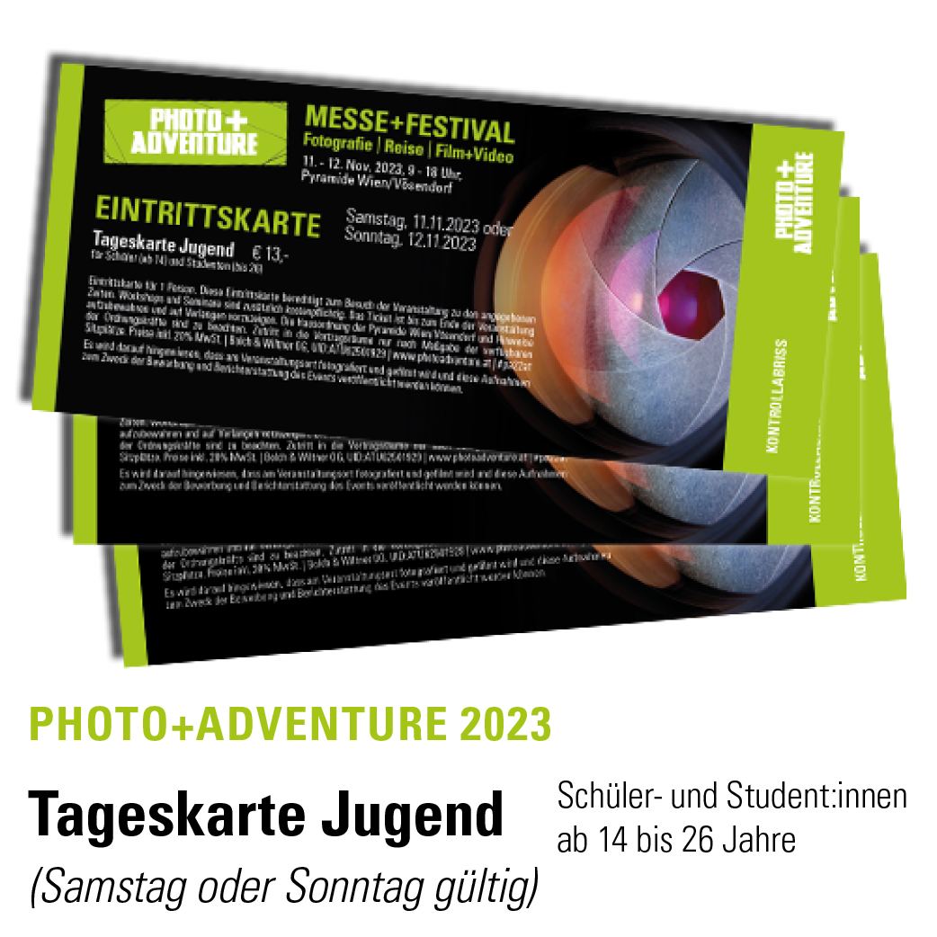 PA23AT_Shop-Abbildungen3 Ticket Abbildung für Eintrittskarte für die Photo+Adventure 2023 | Tageskarte für Schüler:innen und Student:innen